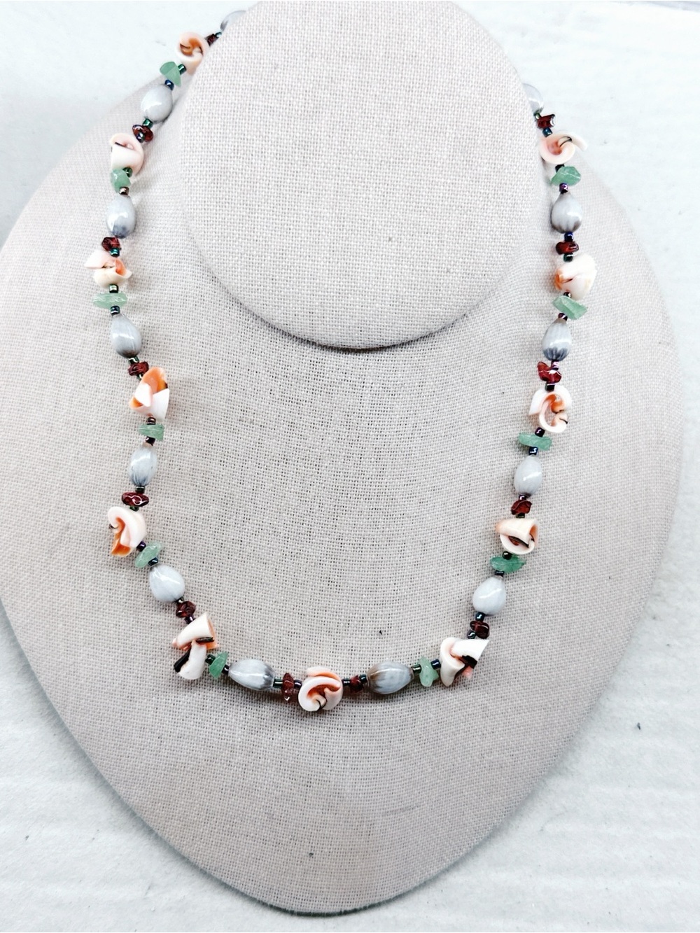 3153mc. Pastel Shell Necklace Handmade